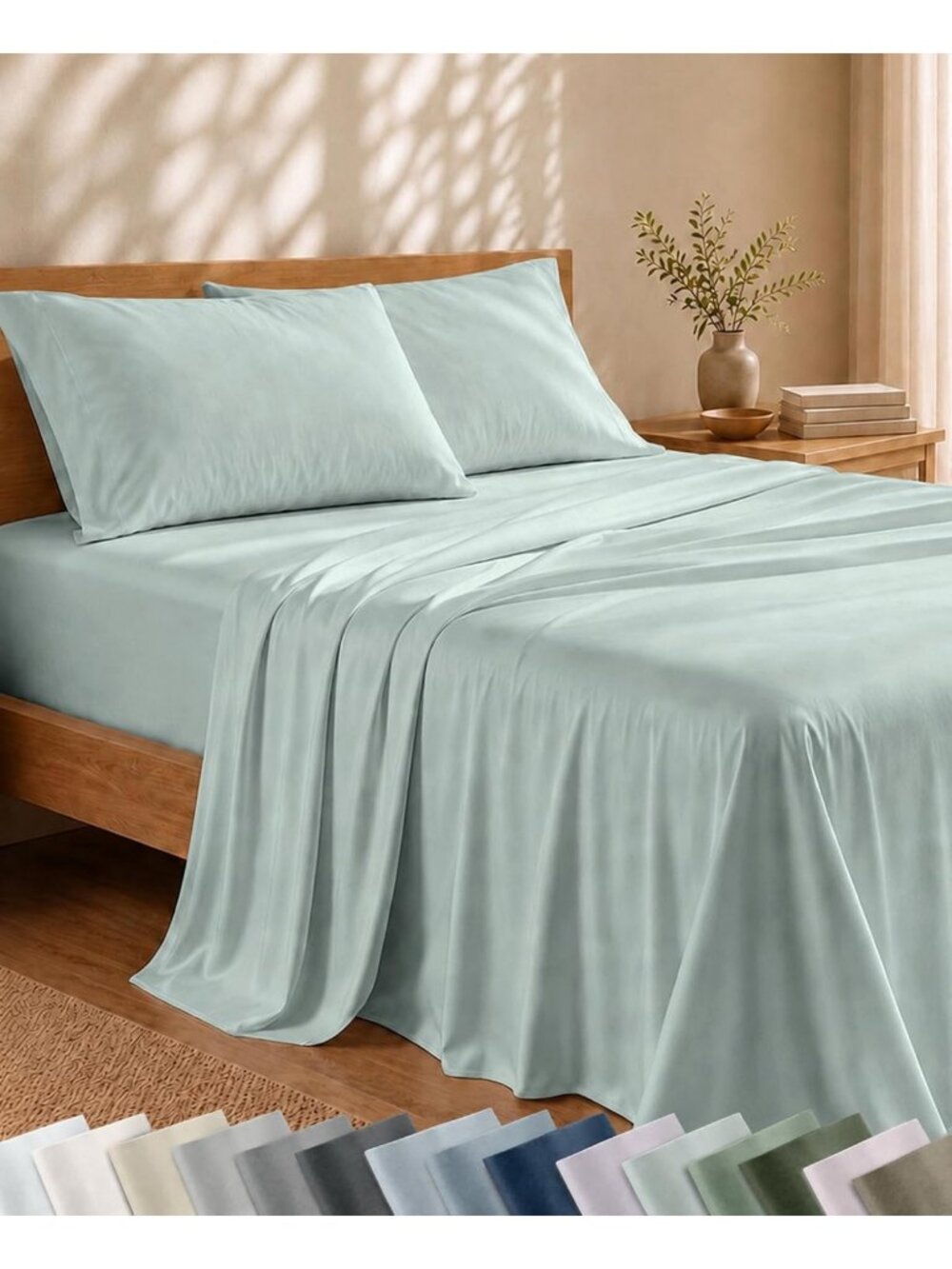 Luxurious Aqua Spa King Bamboo Viscose Sheets - Soft, Breathable & Eco-Friendly